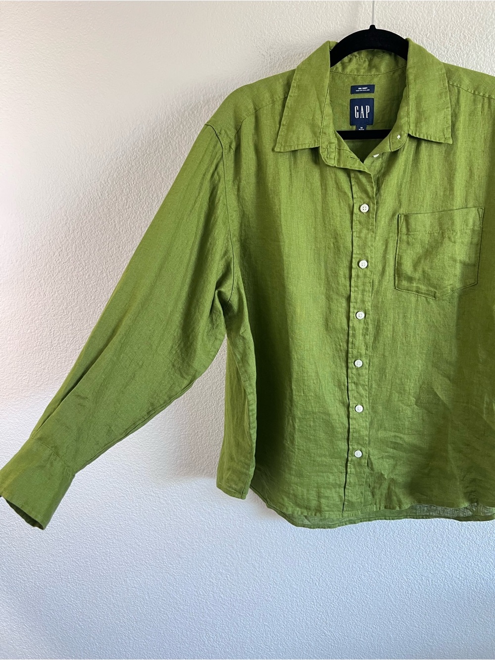 Gap Women's 100% Linen Big Shirt Button Down Calla Green Long Sleeve Coastal - Picture 5 of 8